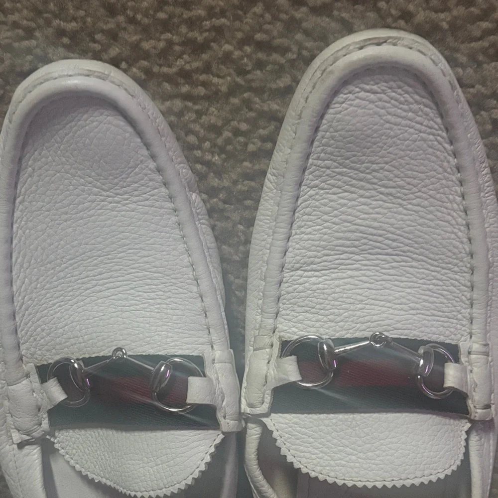 Gucci (Authentic) White Leather Loafers